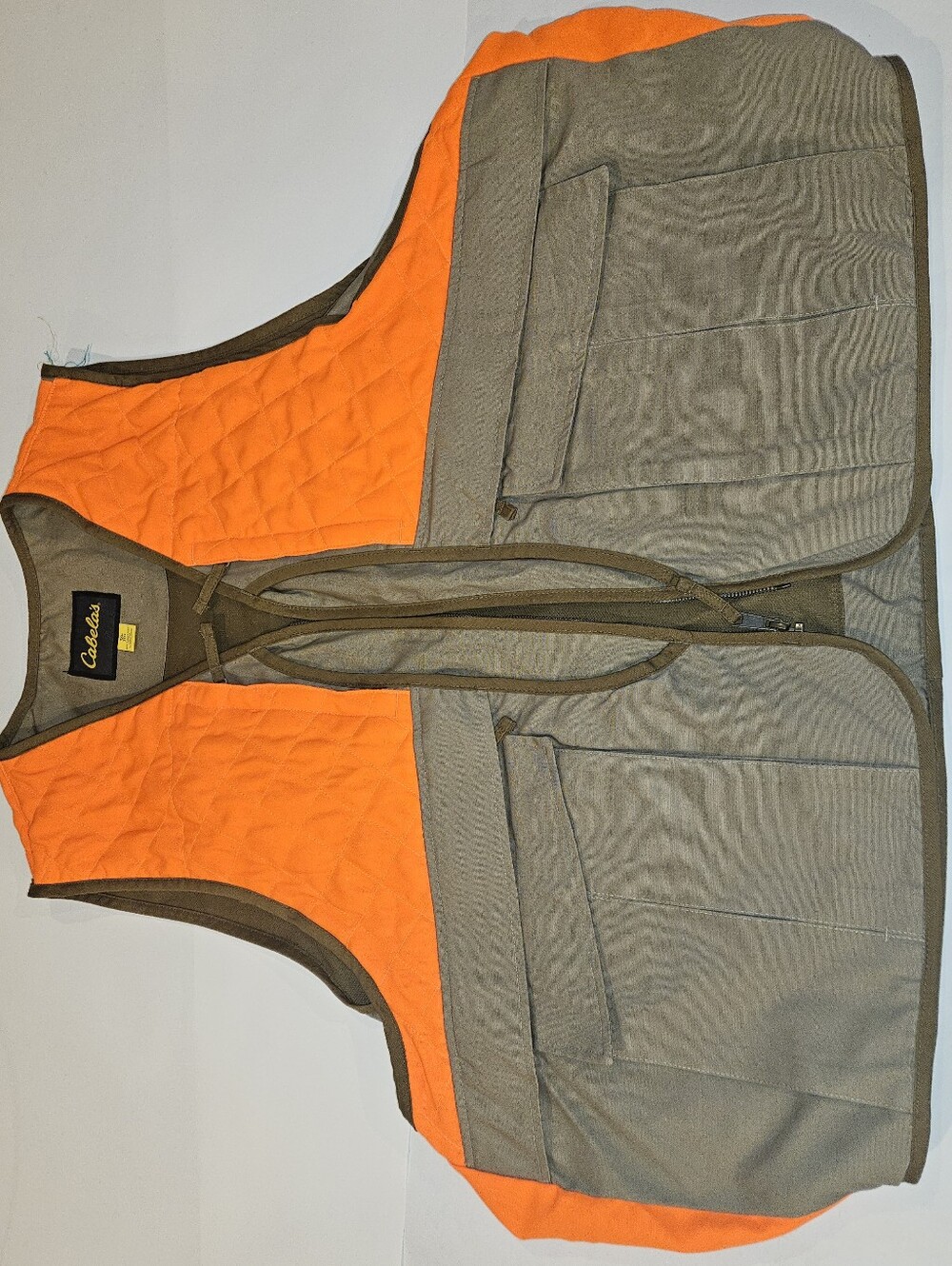 Cabela's Orange and Olive Green Hunting Vest with Front Pockets